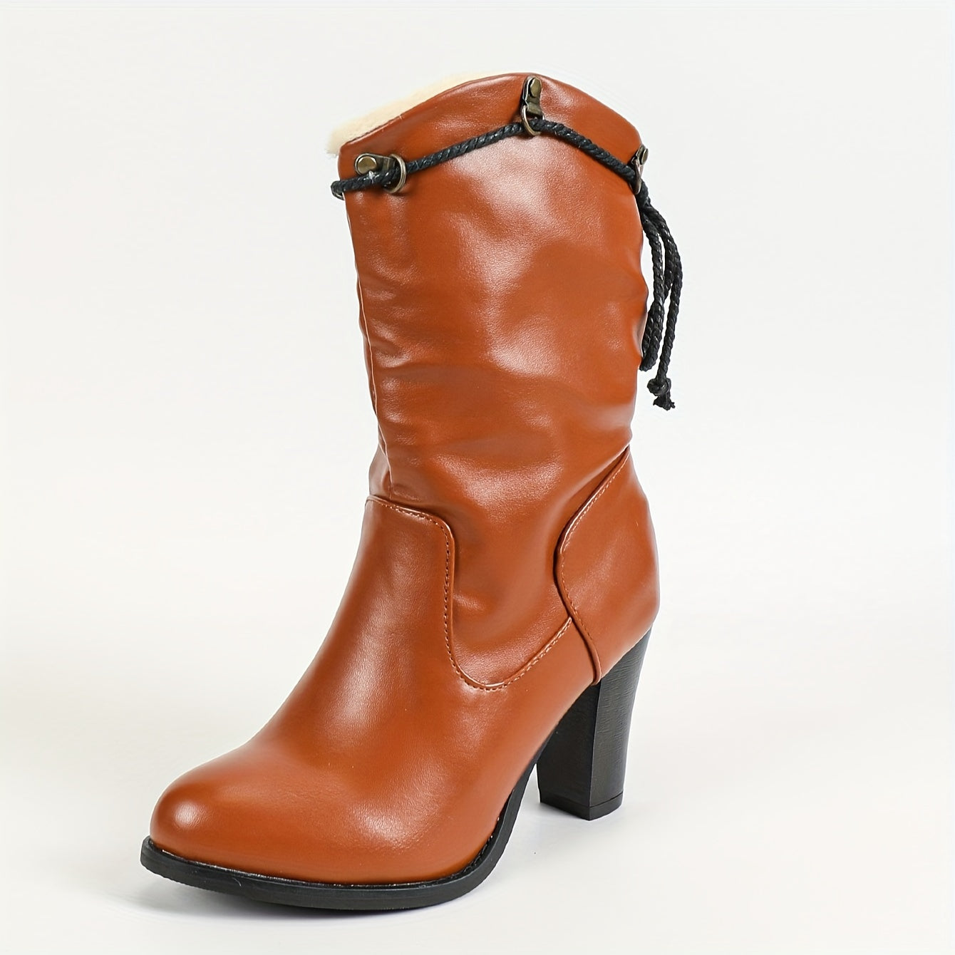 Женские латинские танцевальные сапоги с искусственной кожей, массивный каблук, кисточка, зима