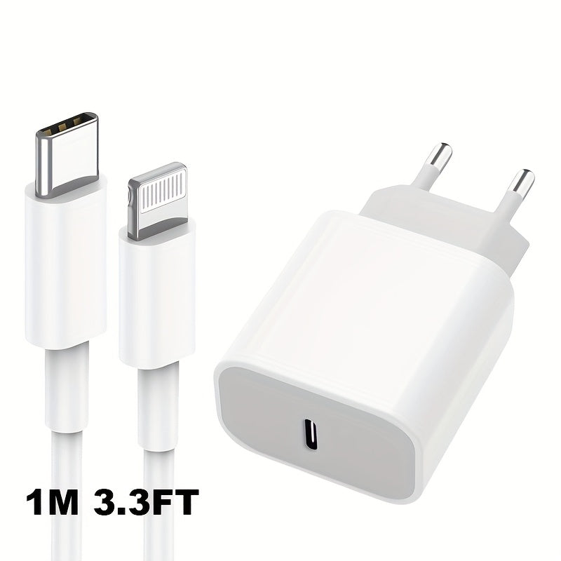 USB C Быстрая Зарядка, 201.17 см, 5-10 Вт, Европейская стандартная вилка, для моделей Apple iPhone и iPad без аккумулятора.