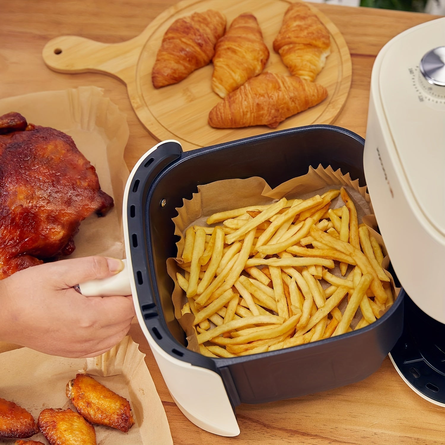 Square Air Fryer Paper Pads BPA-Free Waterproof Disposable Baking Accessories Pack of 50 100 250