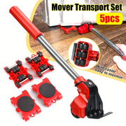 Heavy Duty Furniture Lifter Set with 5 Rollers and Non-Slip Mats for Moving Heavy Objects