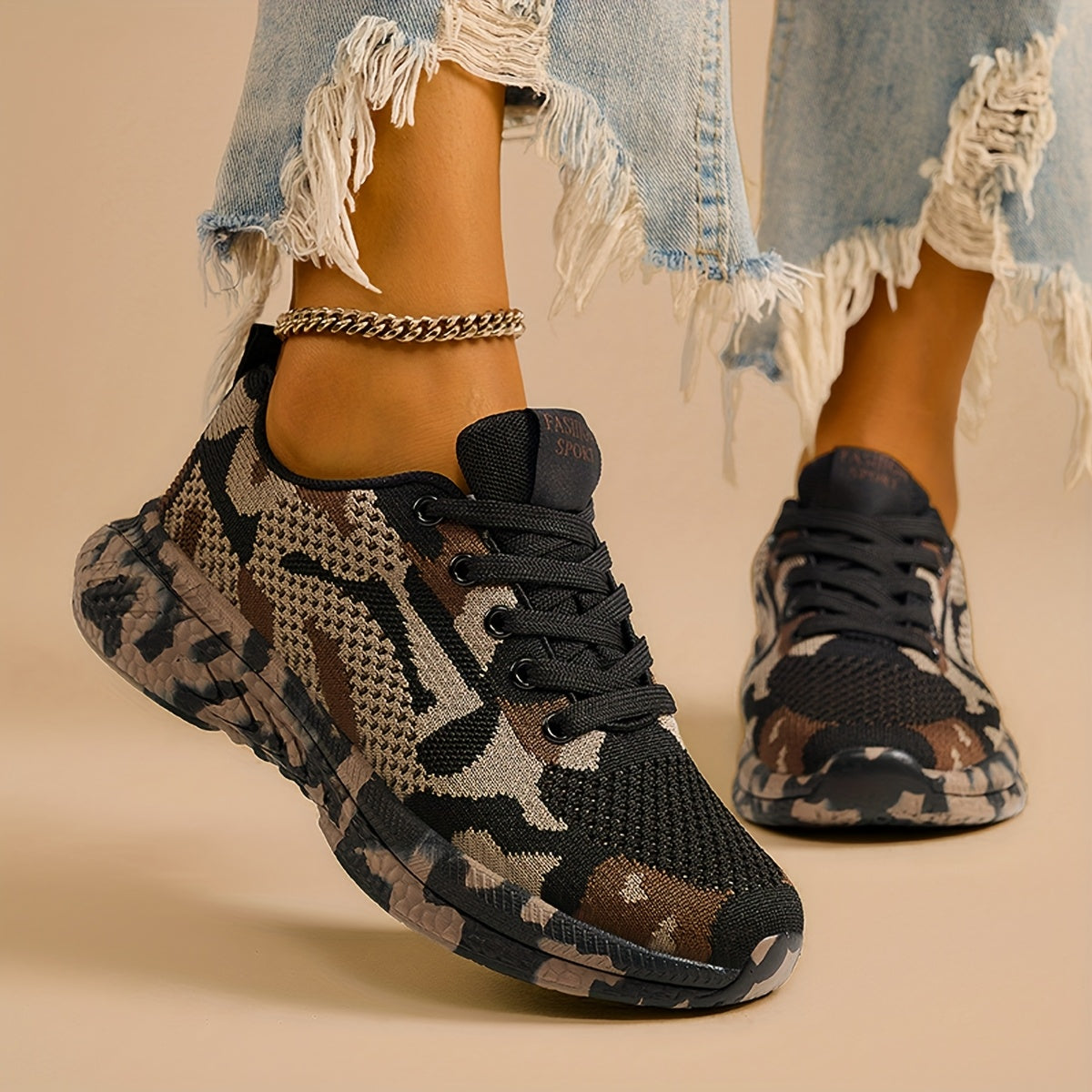Women's Camo Mesh Sneakers Lightweight Comfort Breathable Shoes