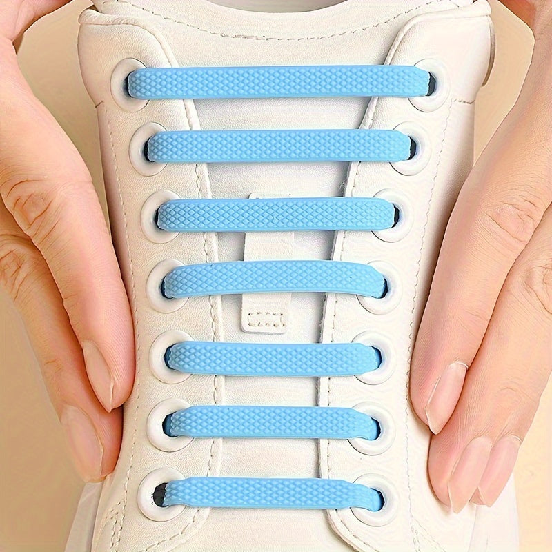 16 Pcs Silicone No-Tie Shoelace Set Adjustable Elastic Sneakers Laces
