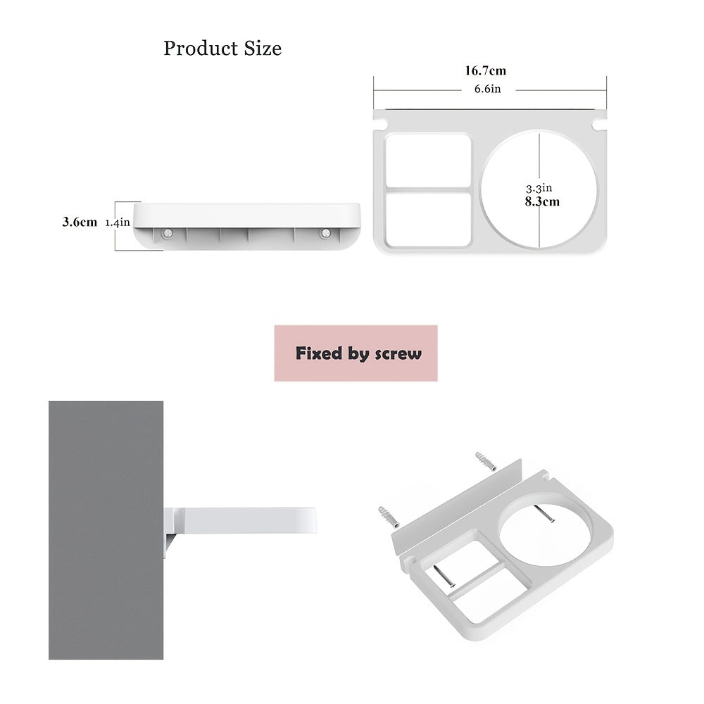 Wall-Mounted Hair Dryer and Flat Iron Rack with Cable Management