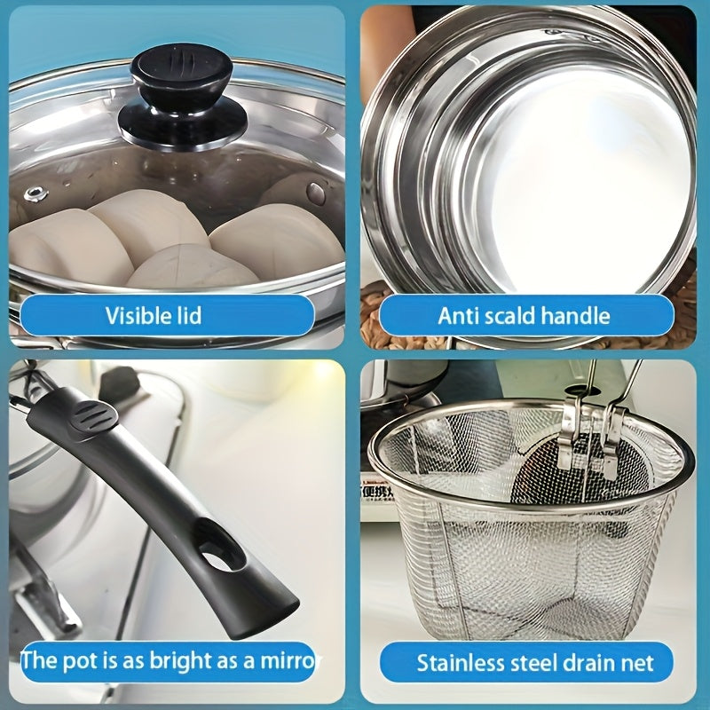 Stainless steel soup pot with lid strainer versatile kitchenware 70cm