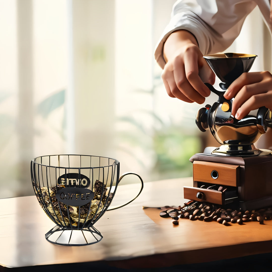 Scandinavian Style Iron Coffee Capsule Storage Rack for Kitchen Pantry Office