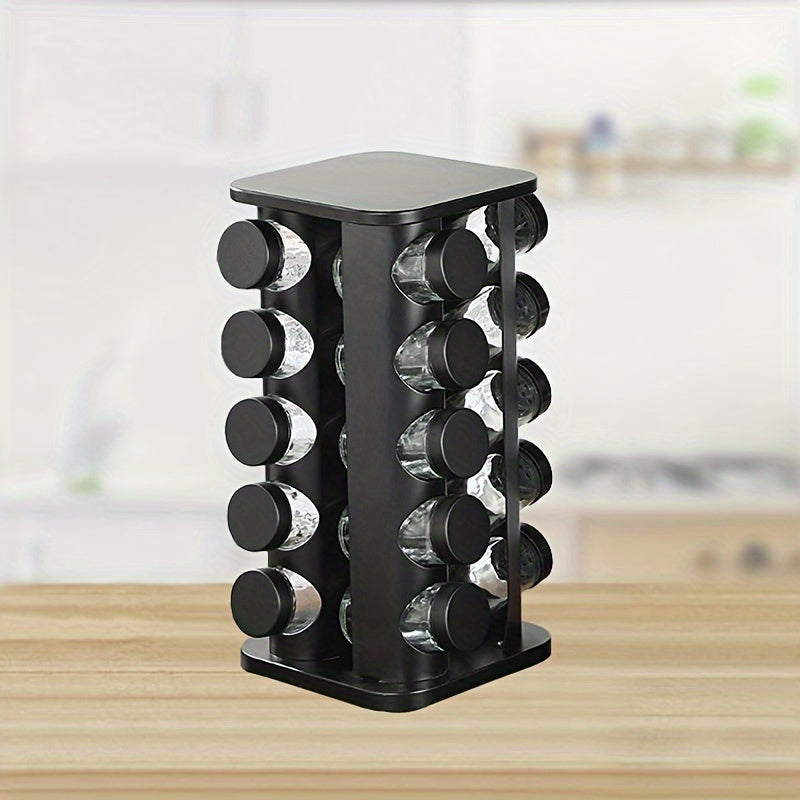 Estante de almacenamiento para botellas de especias con rotación de 360° que sostiene de 12 a 20 frascos, organizador de cocina