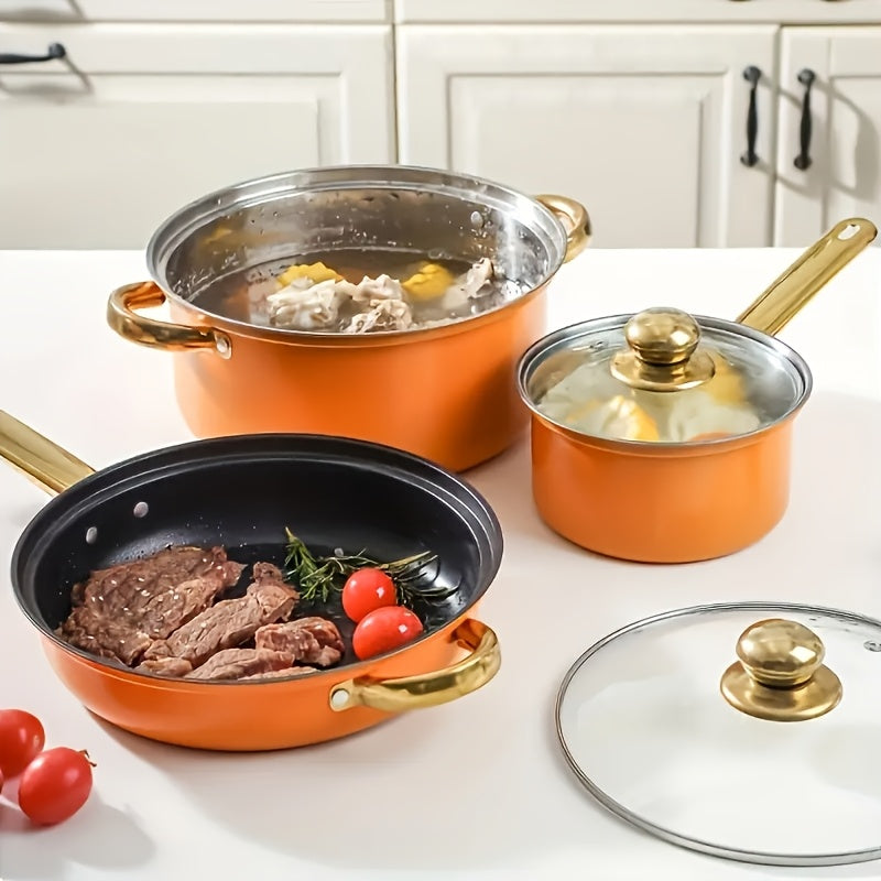 Stainless Steel Cookware Set 12 Pieces Soup Frying Milk Pots Kitchen