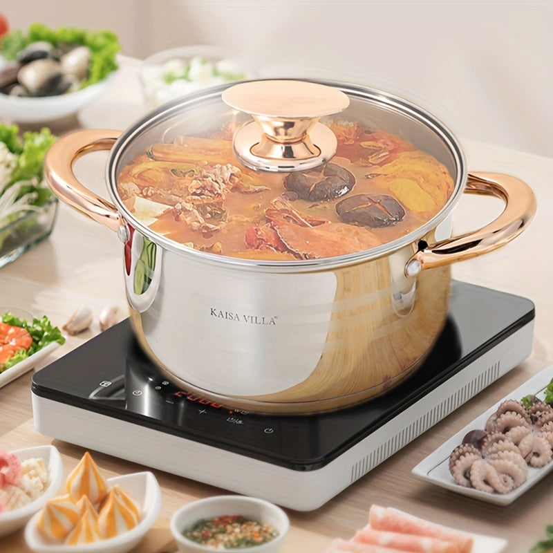 Stainless Steel Small Soup Pot with Double Handles for Stews Noodles Porridge