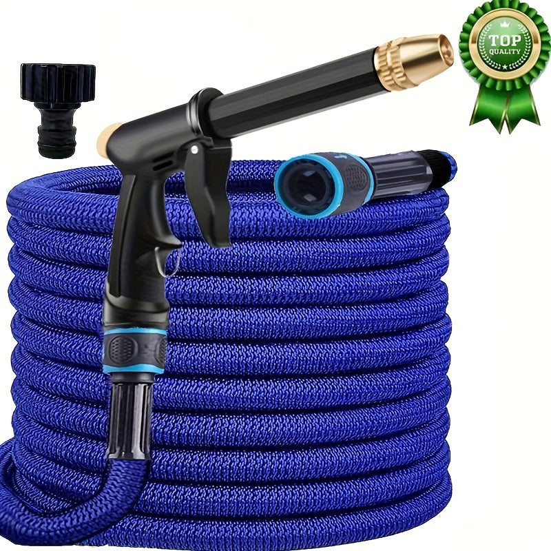 Telescopic Garden Hose with High-Pressure Water Gun 30.48m Durable Rubber Car Pet Cleaning