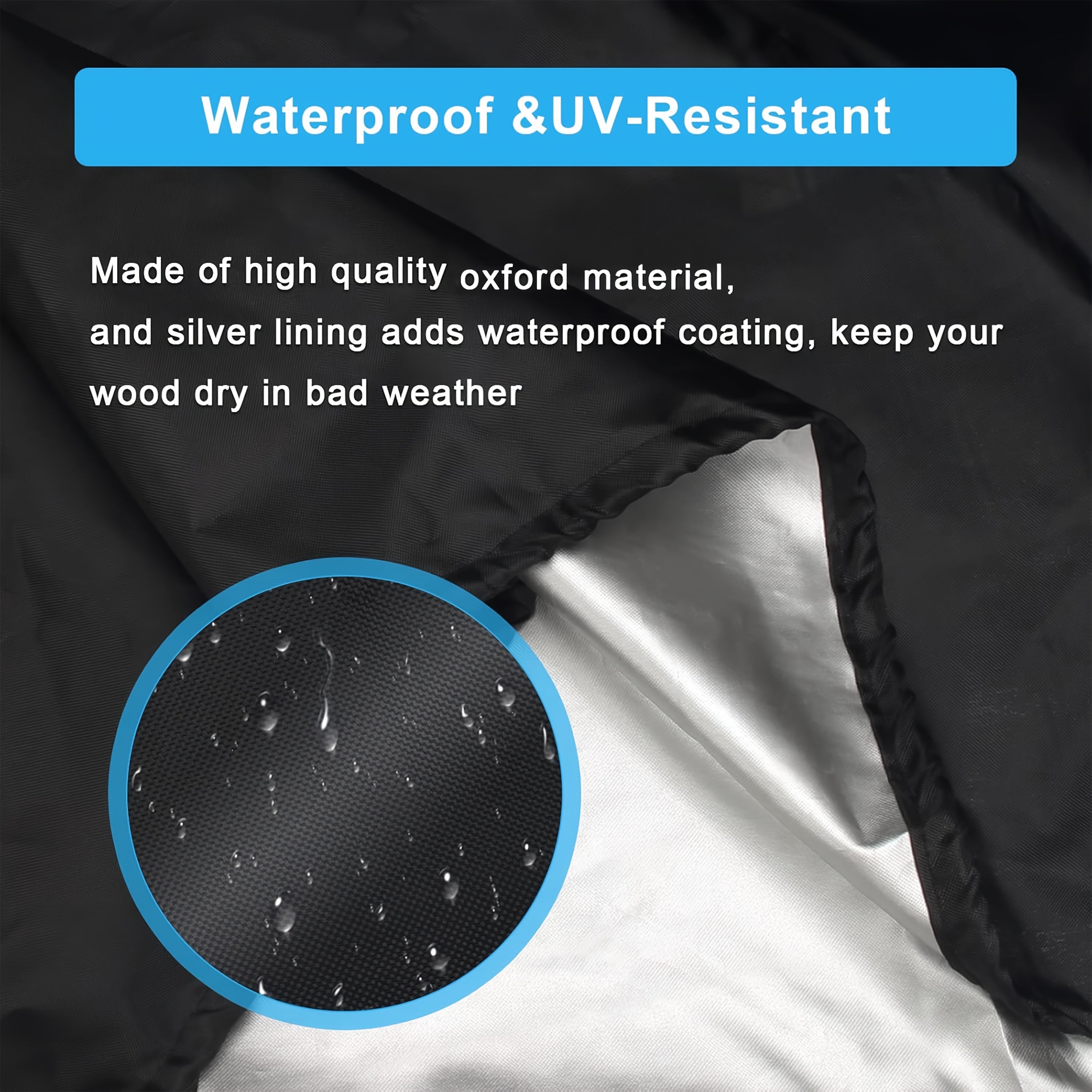 Waterproof Outdoor Log Rack Cover with Zipper and Wind Buckle for Firewood Storage