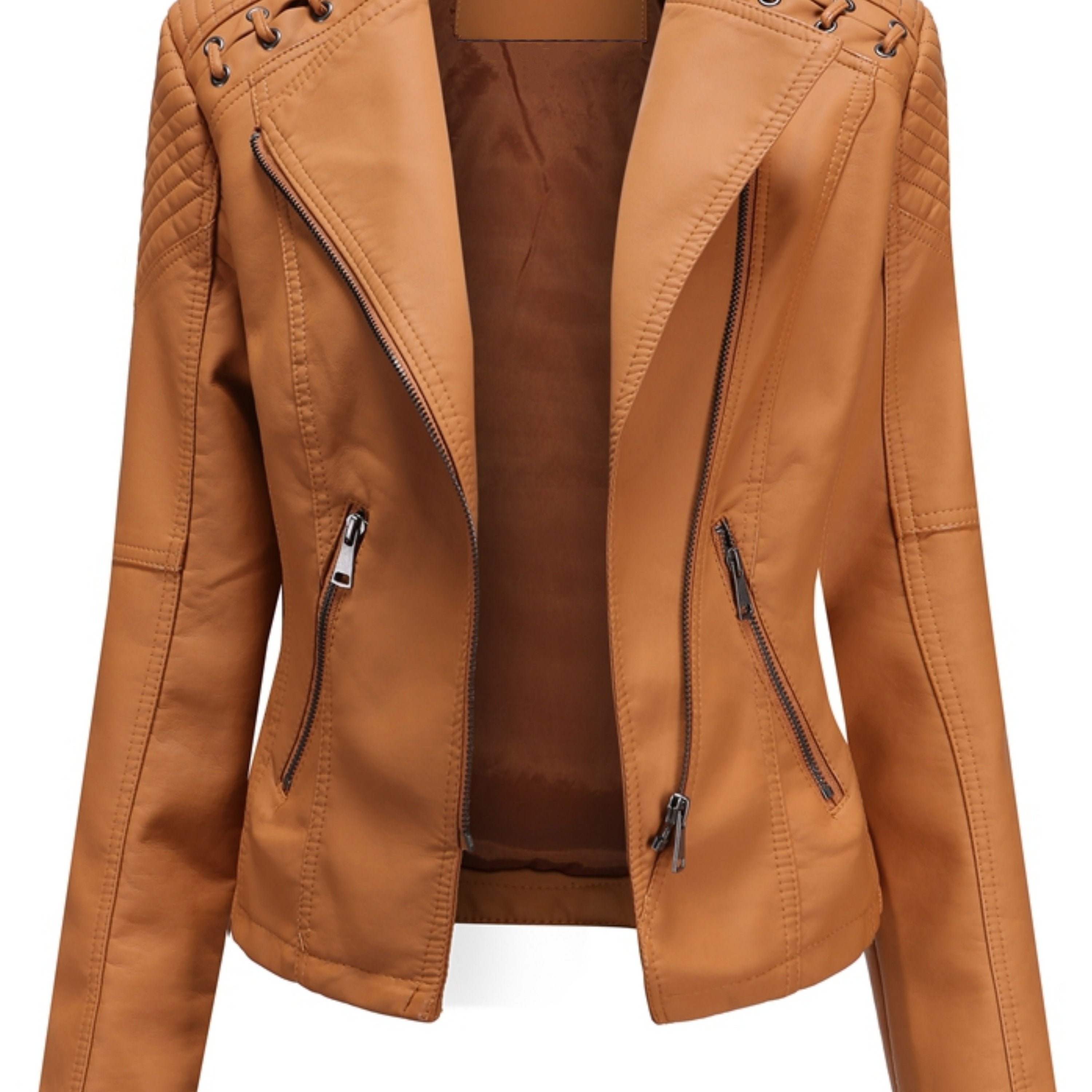 Women's Waterproof Skinny Fit Jacket with Stand Collar Long Sleeve Solid Color Fall Winter