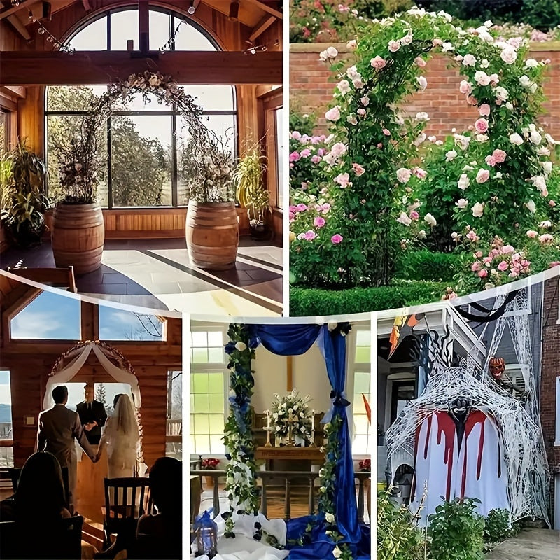 Metal Wedding Arch Flower Stand for Ceremonies with Pink and White Flowers Outdoor Decoration