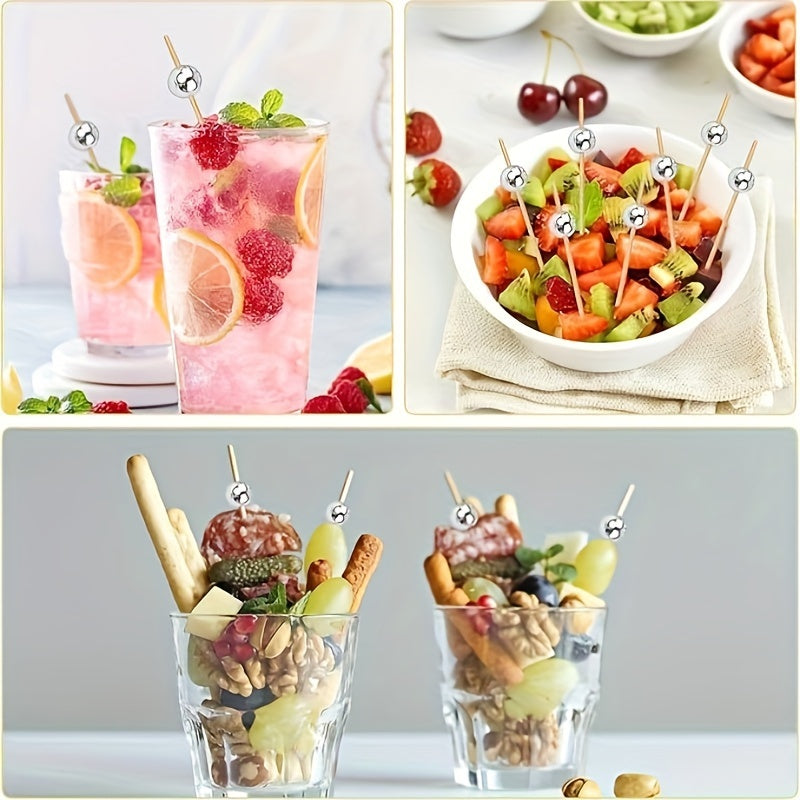 Bir martalik meva tishlari kokteyllar, snacks va ziyofat taomlari uchun, 100 dona