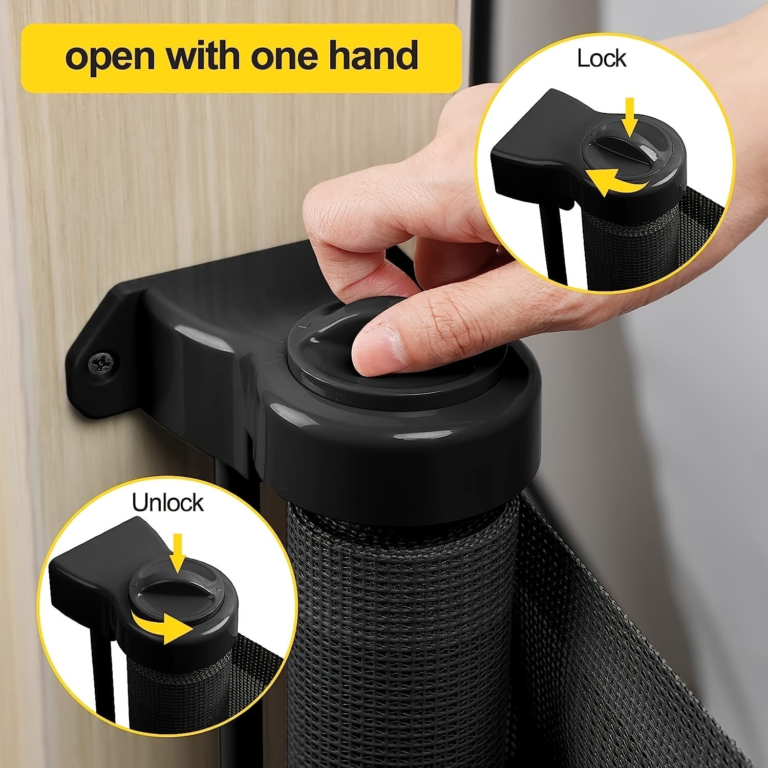 Baby Safety Gate Retractable Mesh Adjustable Height 83.82cm to 104.14cm for Doorways Stairs Hallways Indoor Outdoor