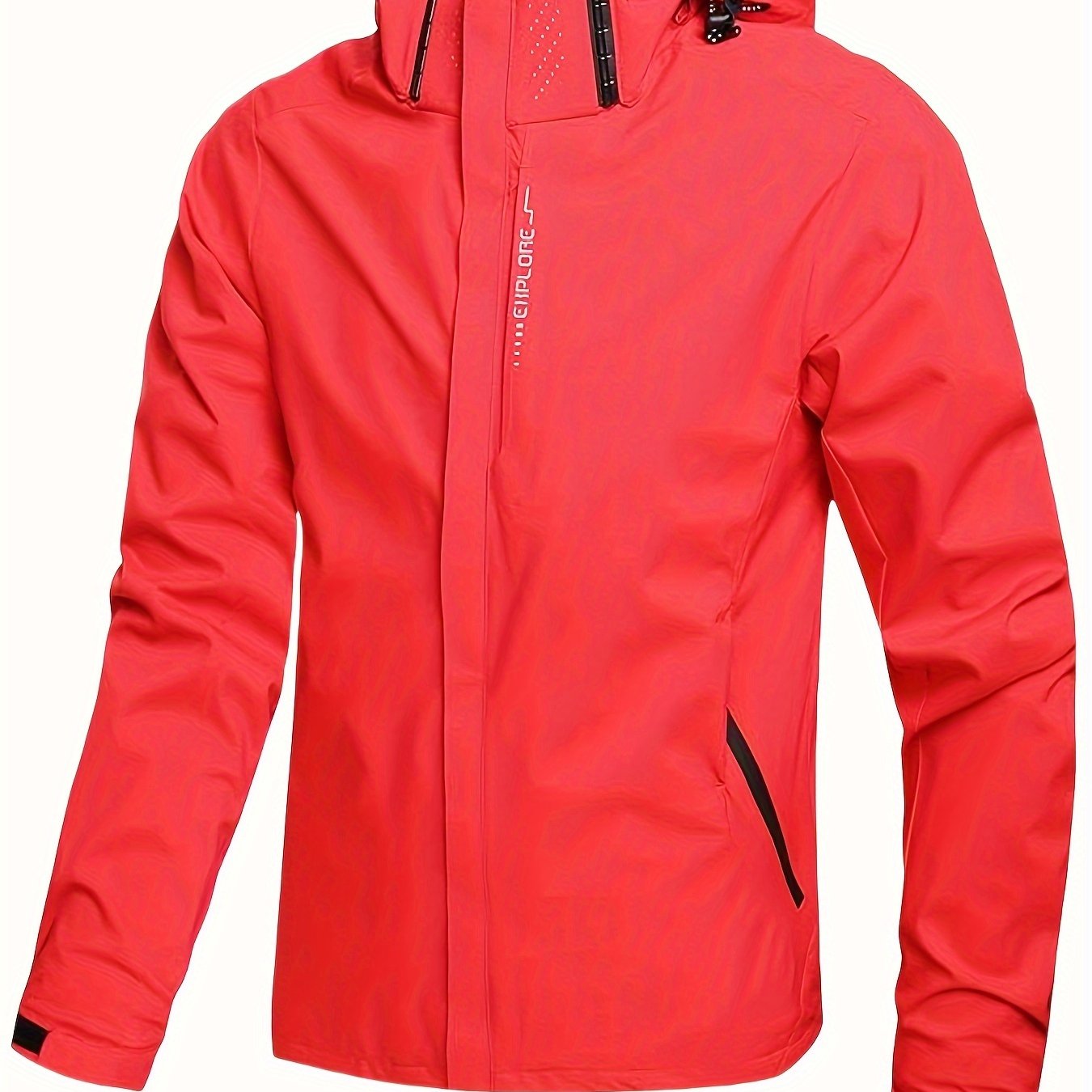 Men's Waterproof Hooded Rain Jacket for Hiking Lightweight Polyester Outdoor Windbreaker