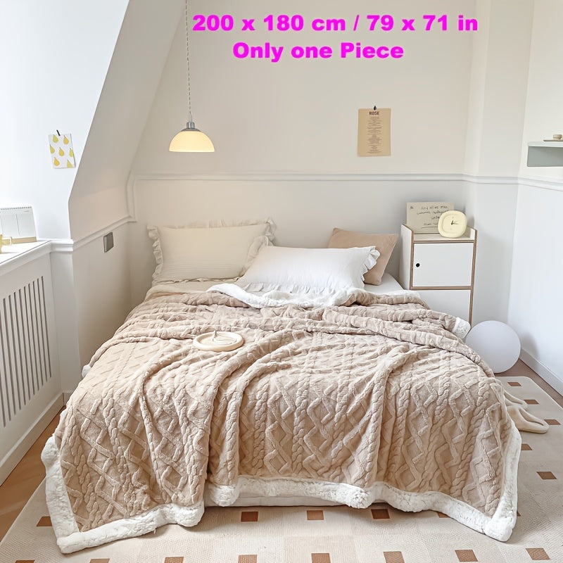 Manta de microfibra de champagne de lujo con patrón de diamantes 3D para uso en todas las estaciones