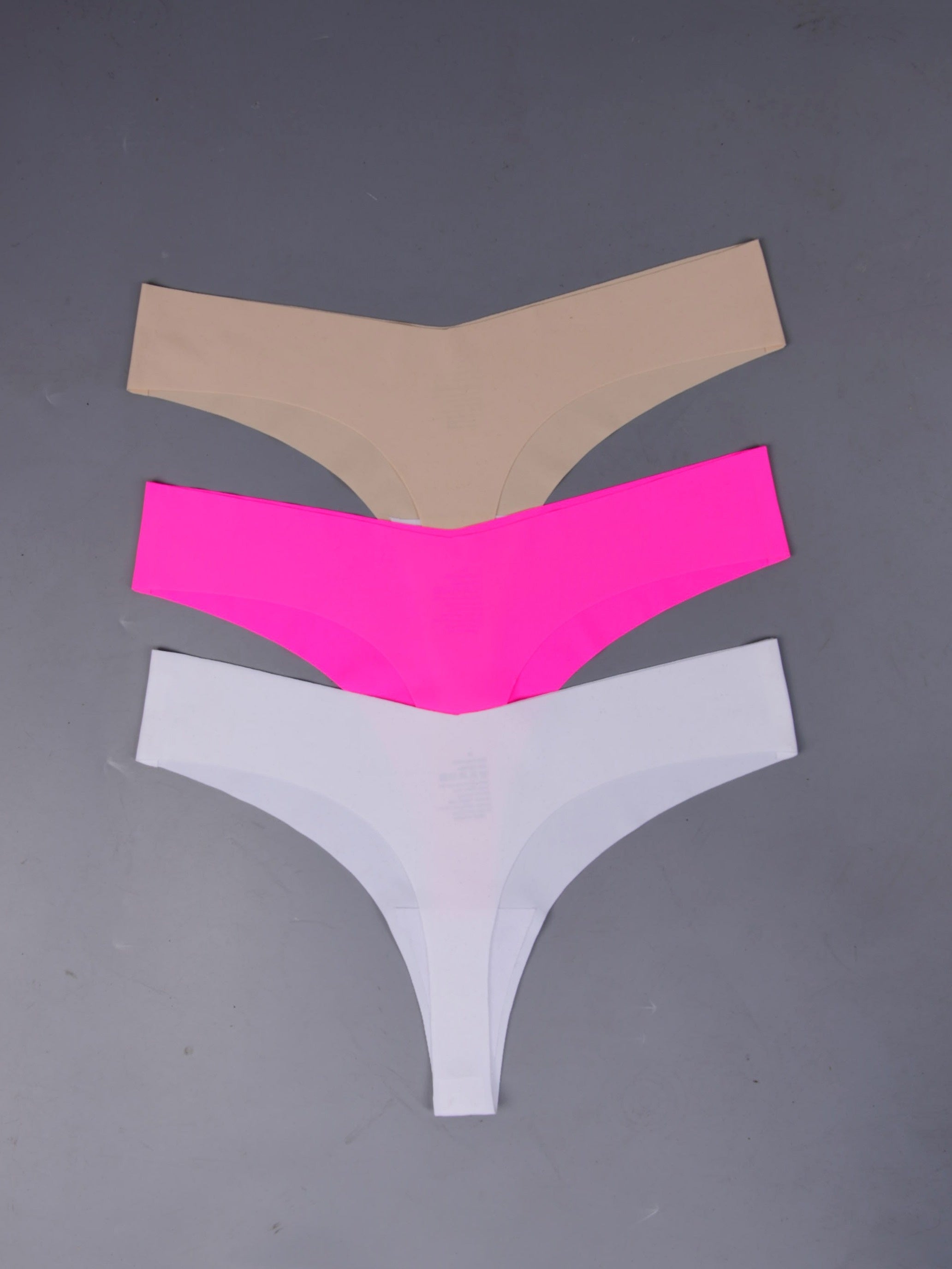 Women’s Seamless Low Waist Thongs Set 3 Pieces Solid Color Comfortable Underwear