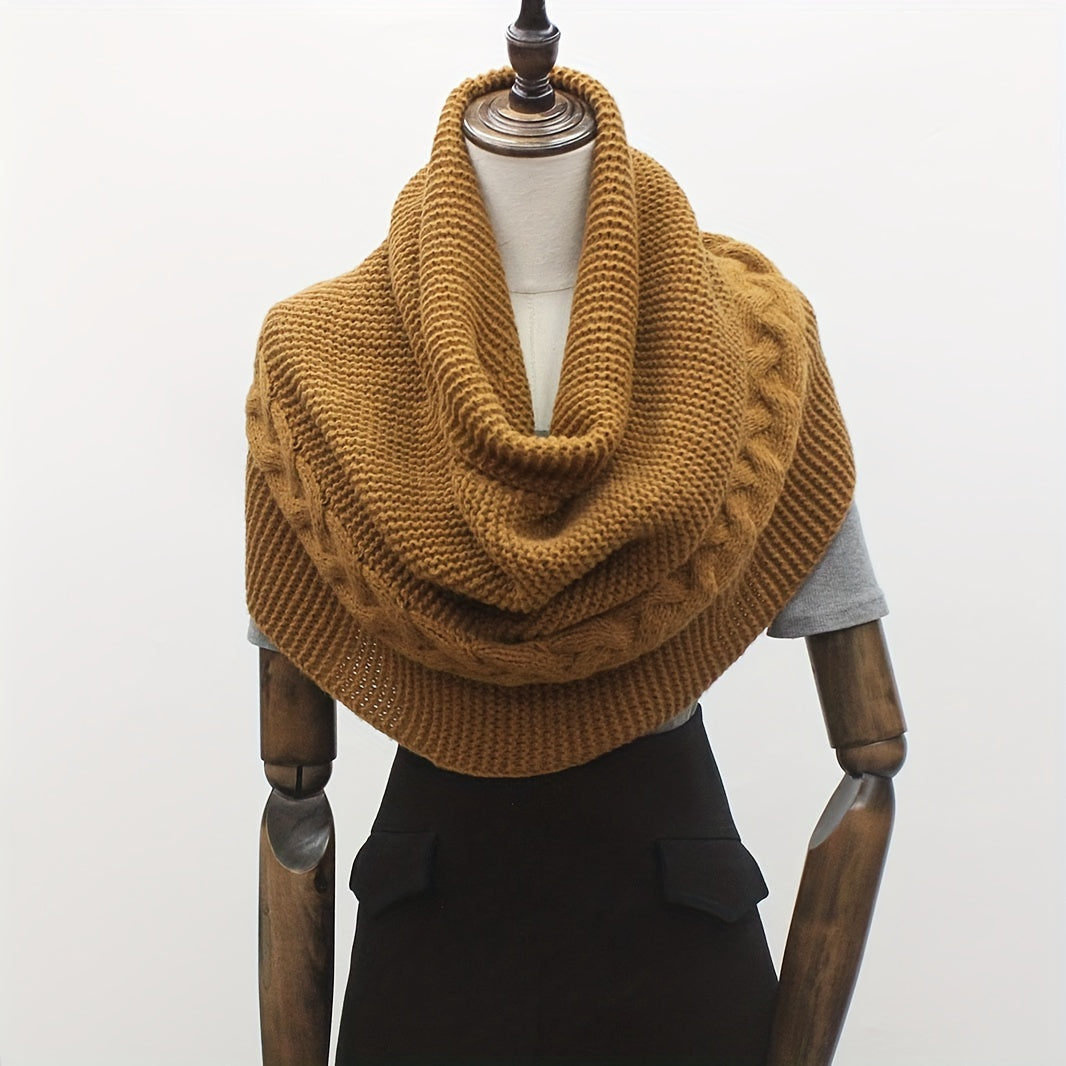 Bufanda de cuello de poliéster de punto para otoño e invierno, bufanda casual y acogedora