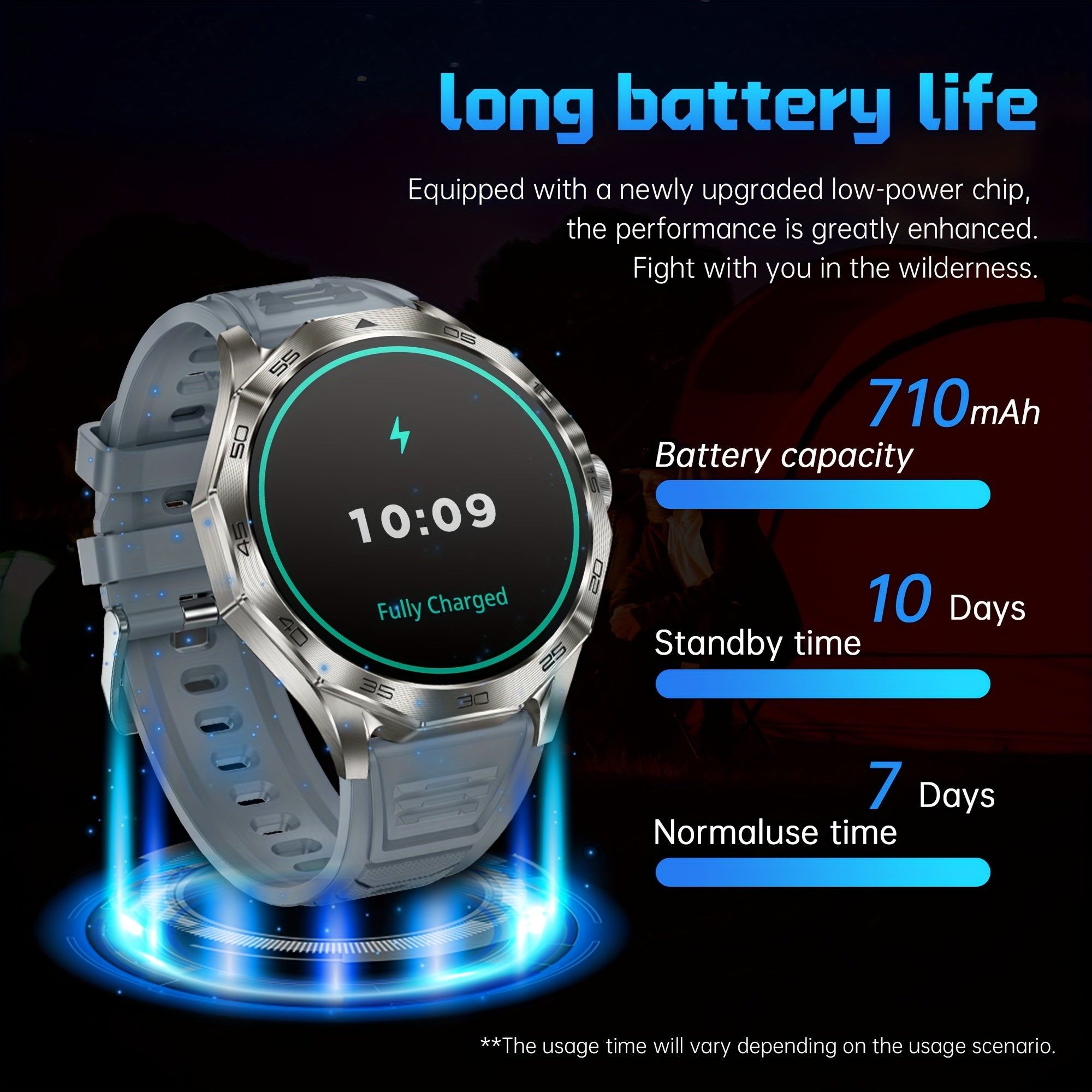 Zinc Alloy Smart Watch 4.7cm Screen 100+ Sports Modes AI Voice Control Wireless Rechargeable Battery