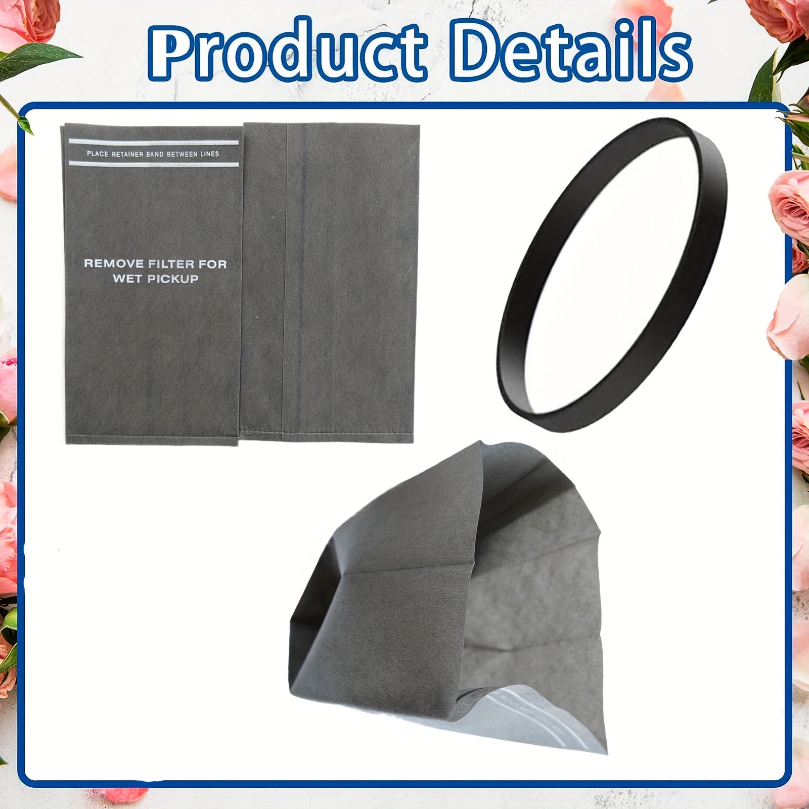 3-Pack Replacement Cloth Filter Bags for Wet Dry Vacuums 7.57-9.46L with Retaining Band