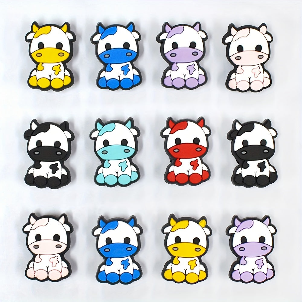 14 Pcs Vibrant PVC Cow Shoe Charms Multi-Color Zodiac Shoe Accessories