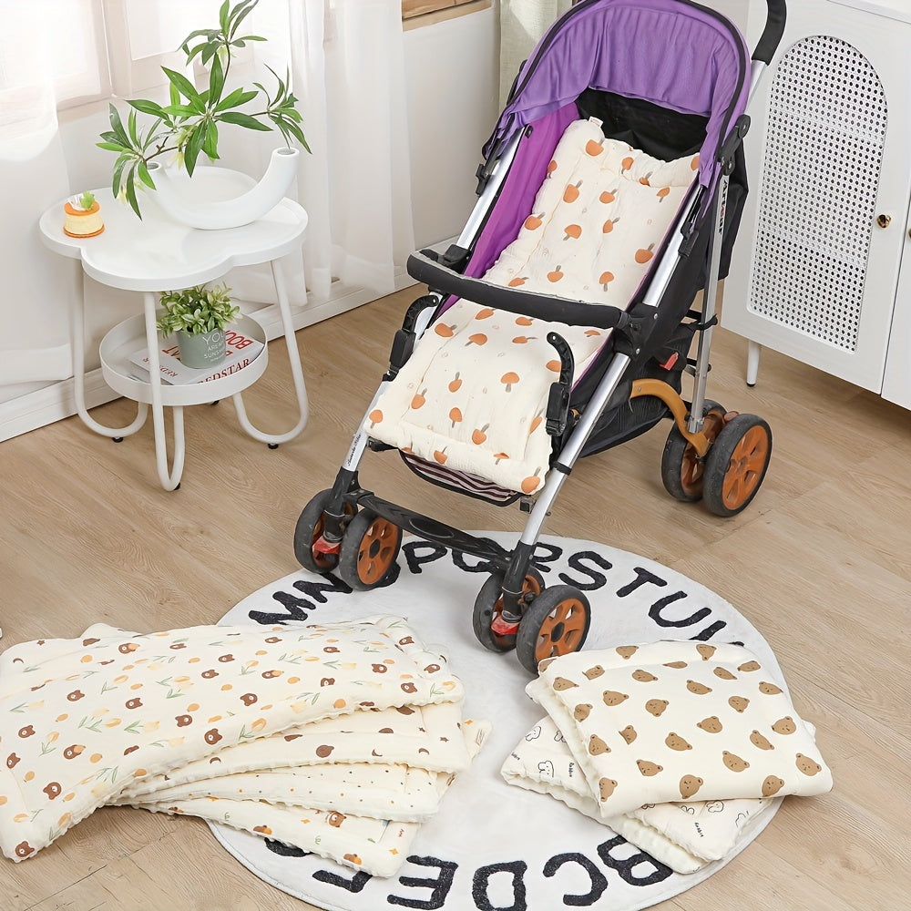 Double-Sided Velvet Baby Stroller Mat Soft Cozy Gauze Pushchair Pad