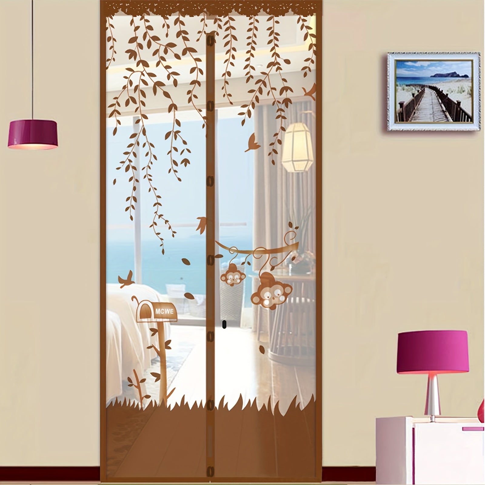 Magnetic Mesh Curtain with Magic Tape for Mosquito Prevention and Summer Use in Bedrooms and Homes