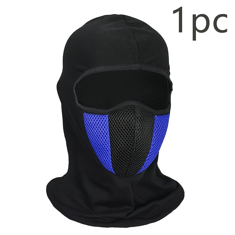 Pantalla facial de malla con protección UV para adultos, ajustable, de punto de poliéster para ciclismo y motocicleta