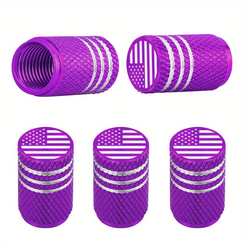 5pcs Patriotic American Flag Aluminum Alloy Tire Valve Caps Leak-Proof Corrosion-Resistant