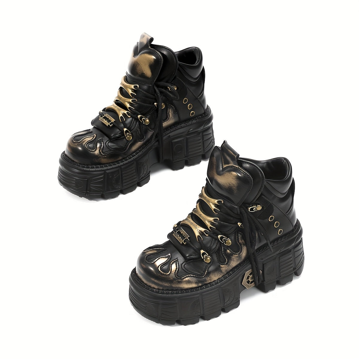Women's Gothic High-Top Lace-Up Combat Boots All-Season Thick Sole
