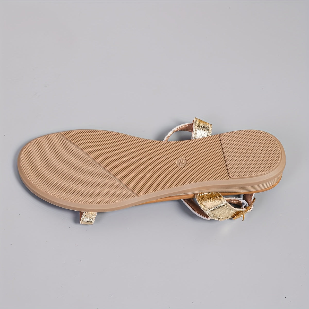 Women's Retro Roman Flat Sandals Breathable PU Open-Toe Beige