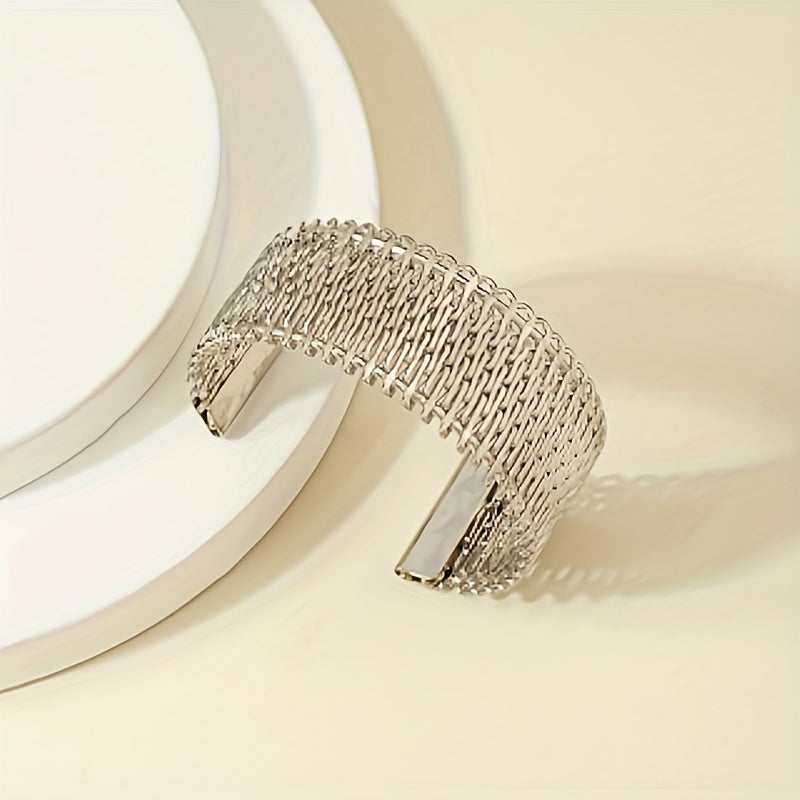 Silvery Embossed Bracelet with Japanese and Korean Ethnic Style