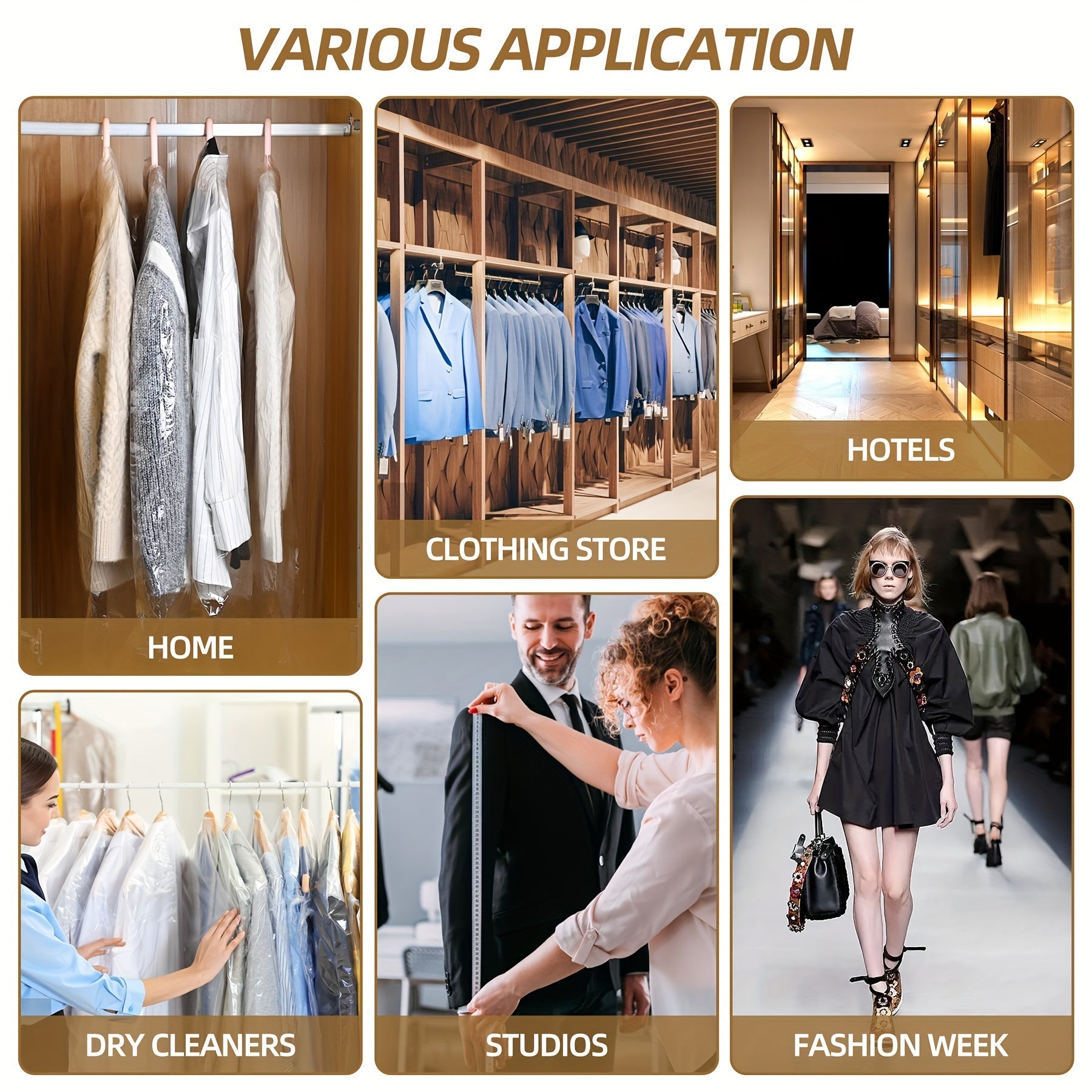 Plastic Garment Bags for Dry Cleaning 50 Pack 59.94 x 89.92 cm Dustproof Cover