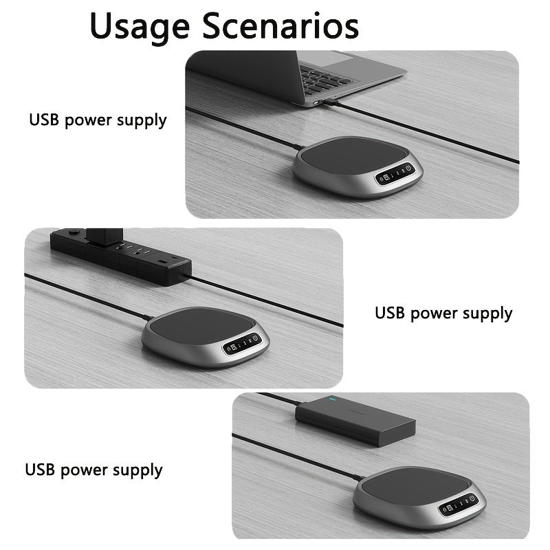 Posavasos calentador de bebidas alimentado por USB con 3 configuraciones de temperatura para bebidas calientes