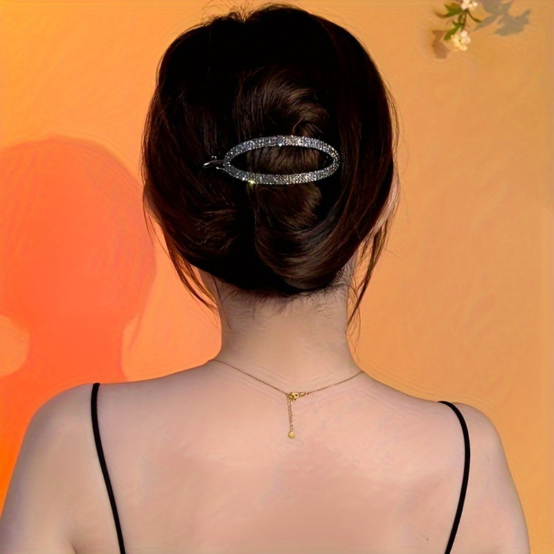 Золотая геометрическая заколка для волос для женщин с rhinestones и имитационными жемчужинами