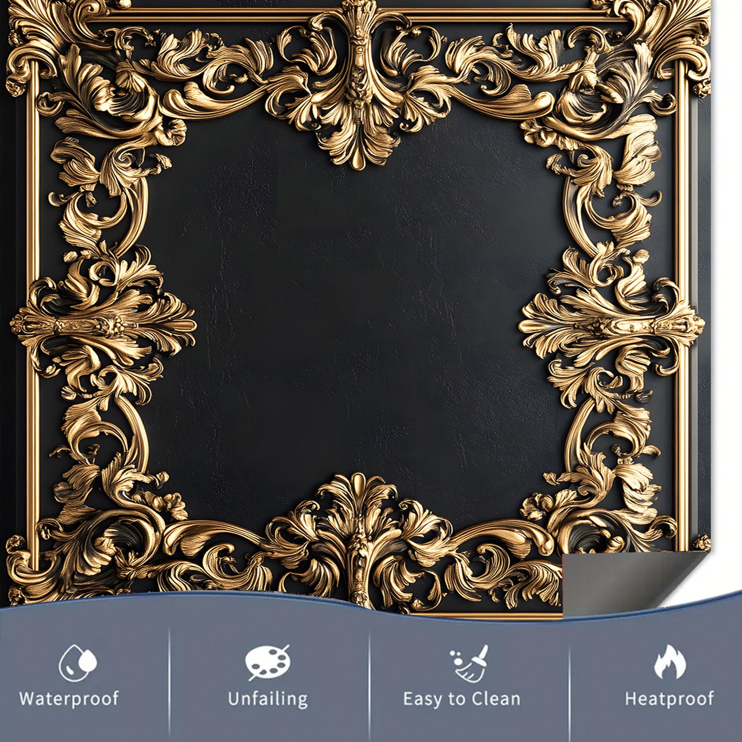 Golden Floral Dishwasher Magnet Cover Waterproof Heat-Resistant Metal Panel Decor