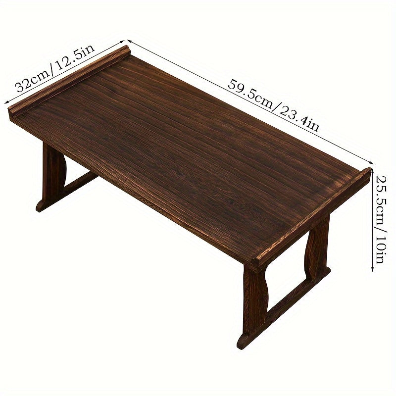Mesa baja de inspiración japonesa con patas plegables, madera de paulownia duradera para meditación y café