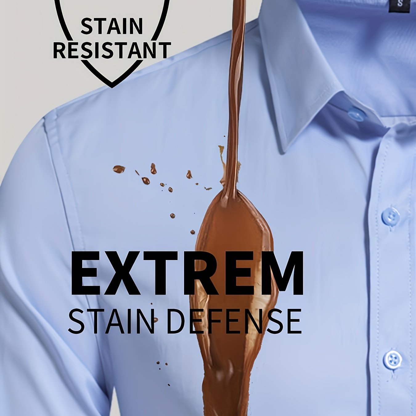 Men's All-Season Cotton-Polyester-Spandex Work Shirt Long Sleeve Lapel Button Regular Fit