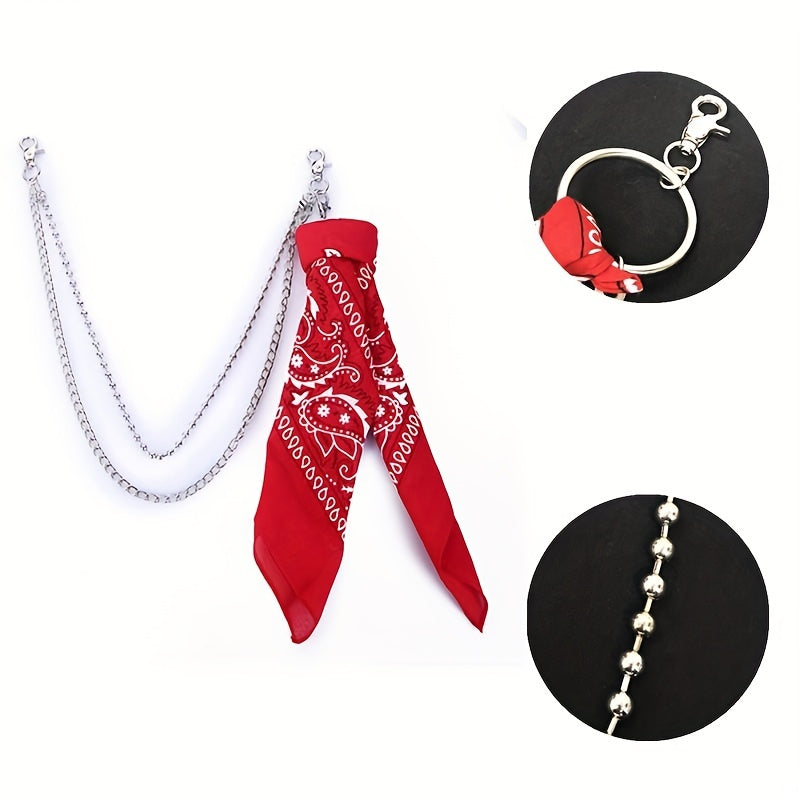 Metal Jeans Chain with Square Scarf Beads Hip-Hop Style Accessory for Gifting
