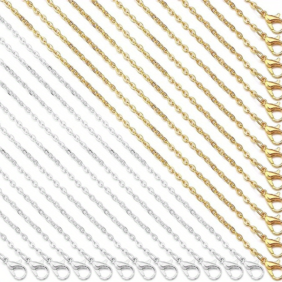 24 Pieces of 18-Inch Multi-Color Alloy Chain Links for DIY Jewelry Making