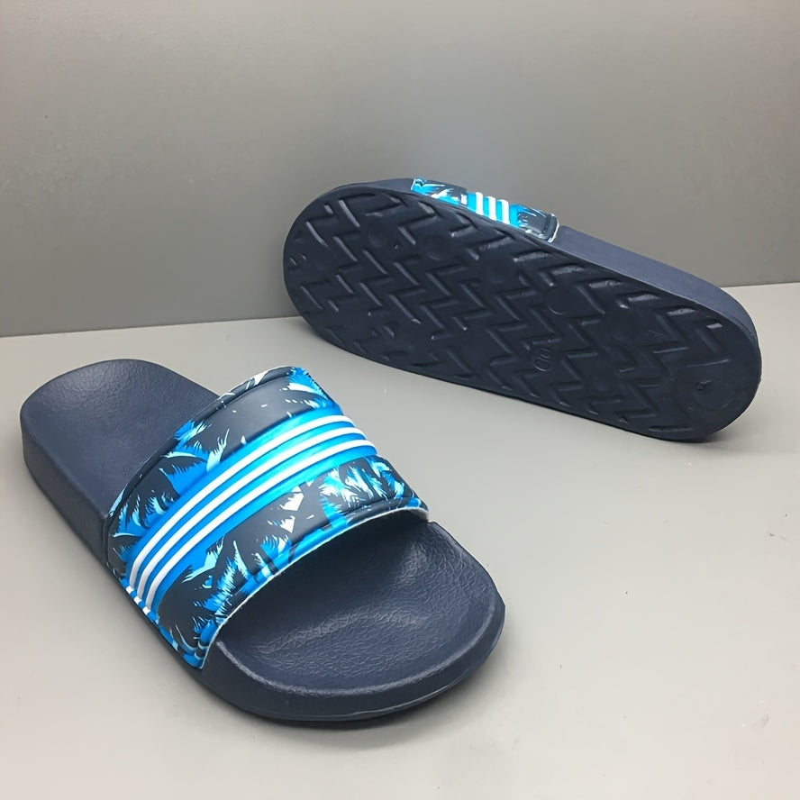 Детские нескользящие шлепанцы для бассейна и пляжа для мальчиков и девочек, с верхом из ЭВА, синий и черный