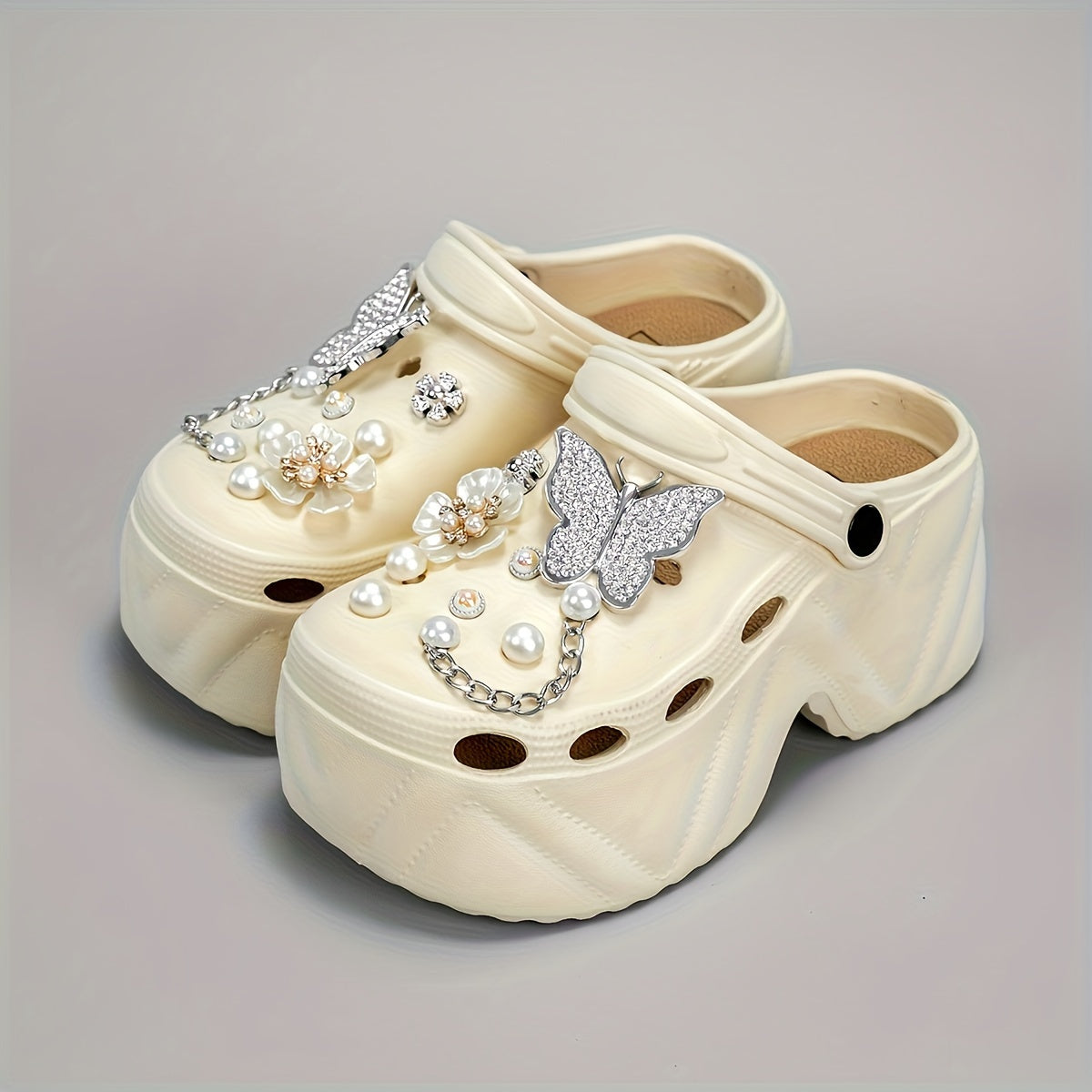 Women's Butterfly Flower High Heel Shoes Breathable EVA Casual