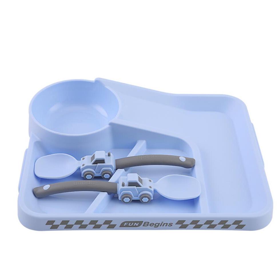 Set de regalo de Pascua para niños con vajilla de dibujos animados de carreras, con plato, cuenco, tenedor y cuchara