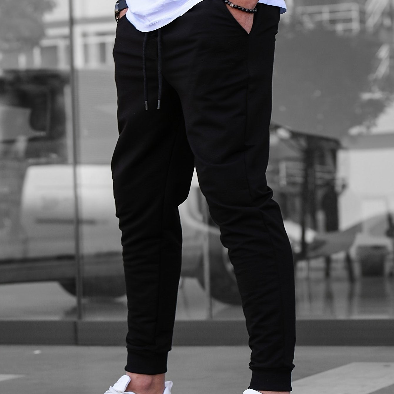 Мужские джоггеры из однотонного трикотажа с шнурками, легкие, дышащие, облегающий крой для бега и фитнеса