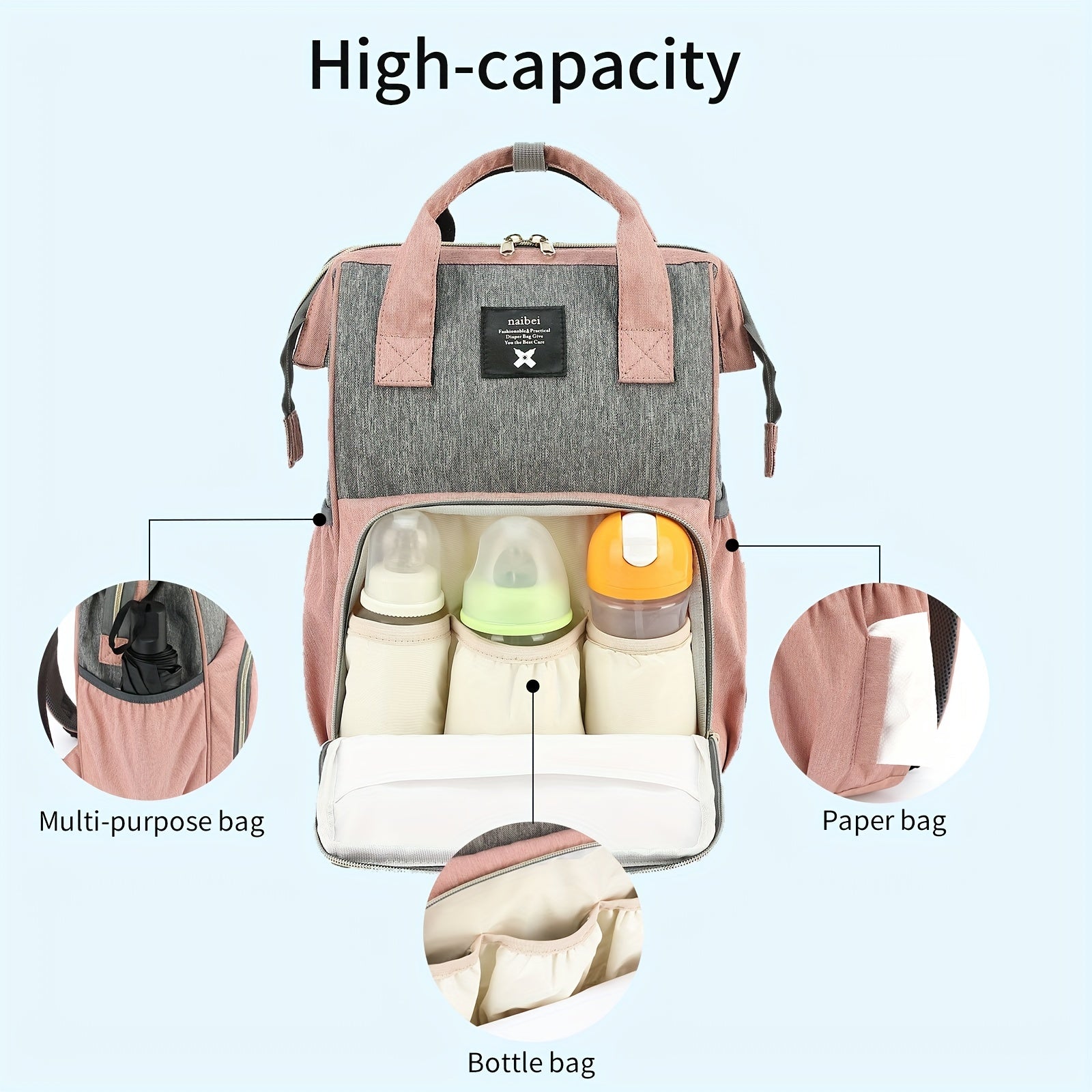 Waterproof Diaper Bag Backpack for Moms Travel Baby Essentials Large Capacity