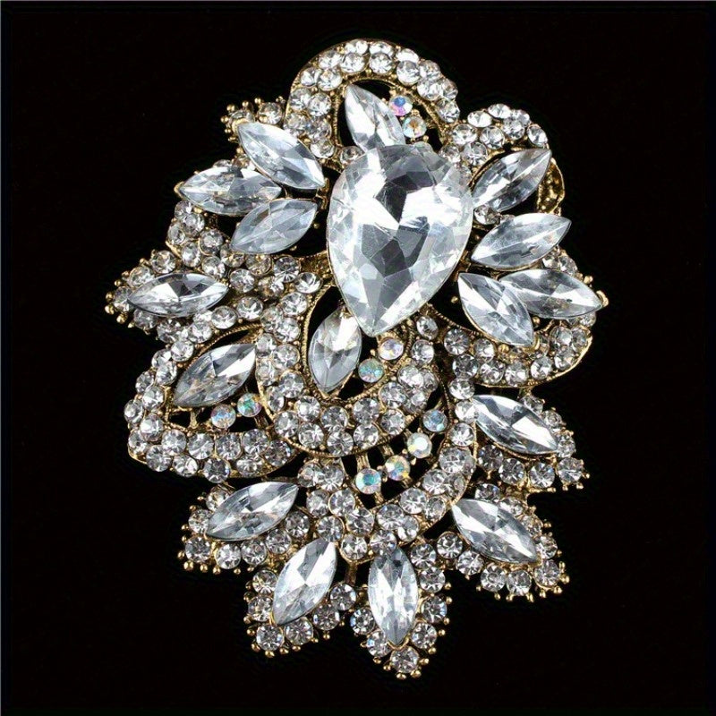 Elegant Flower-Shaped Rhinestone Brooch for Women Sparkling Jewelry Accessory for Parties