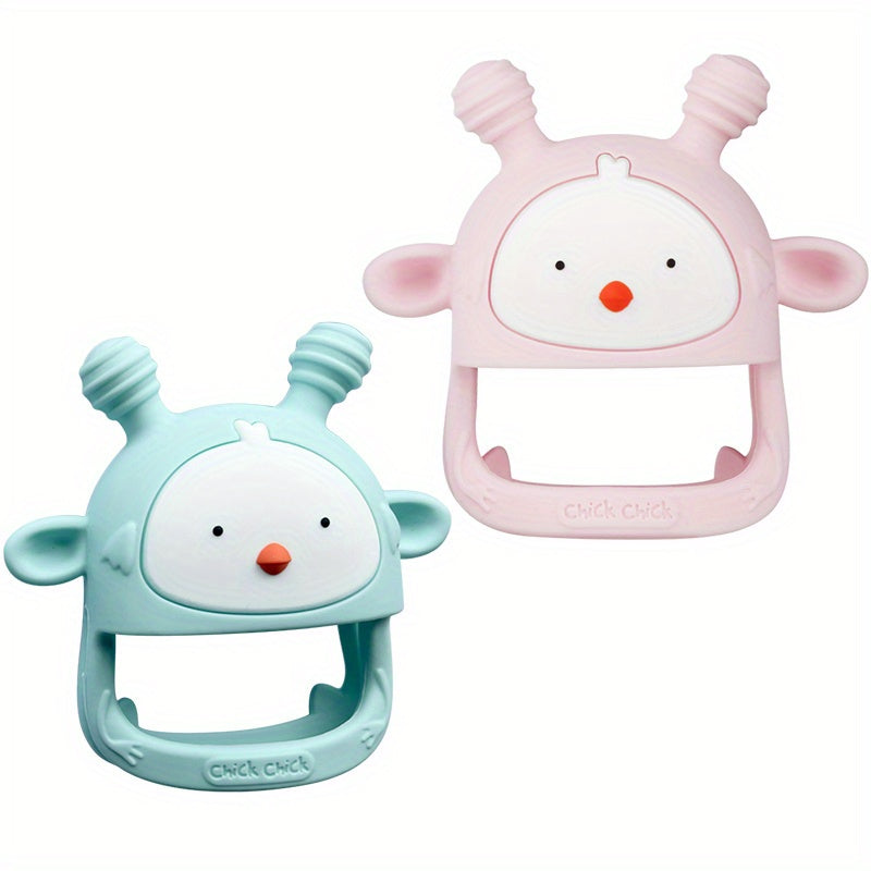 Silikon materialidan tayyorlangan chaqaloqlar uchun tish chiqargich o'yinchoq, bolalar uchun xavfsiz, chirqirash ovozi, 6-12 oylik bolalar uchun mos, BPA dan holi, hech qachon qo'lga tushmaydi (1/2 to'plam)
