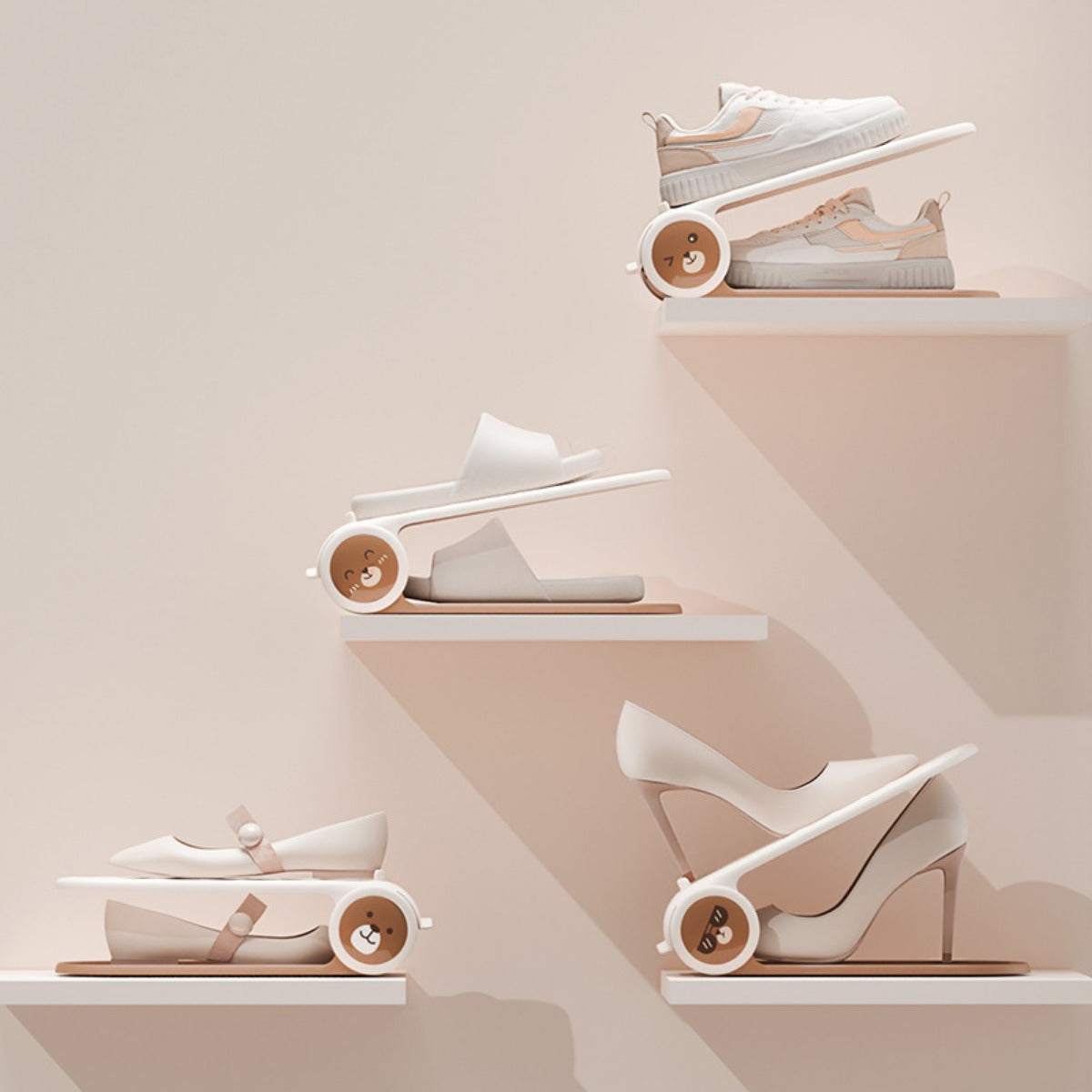 Регулируемая пластиковая полка для обуви - двухслойный органайзер для обуви для гостиной или общежития - неэлектрический напольный шкаф для хранения обуви