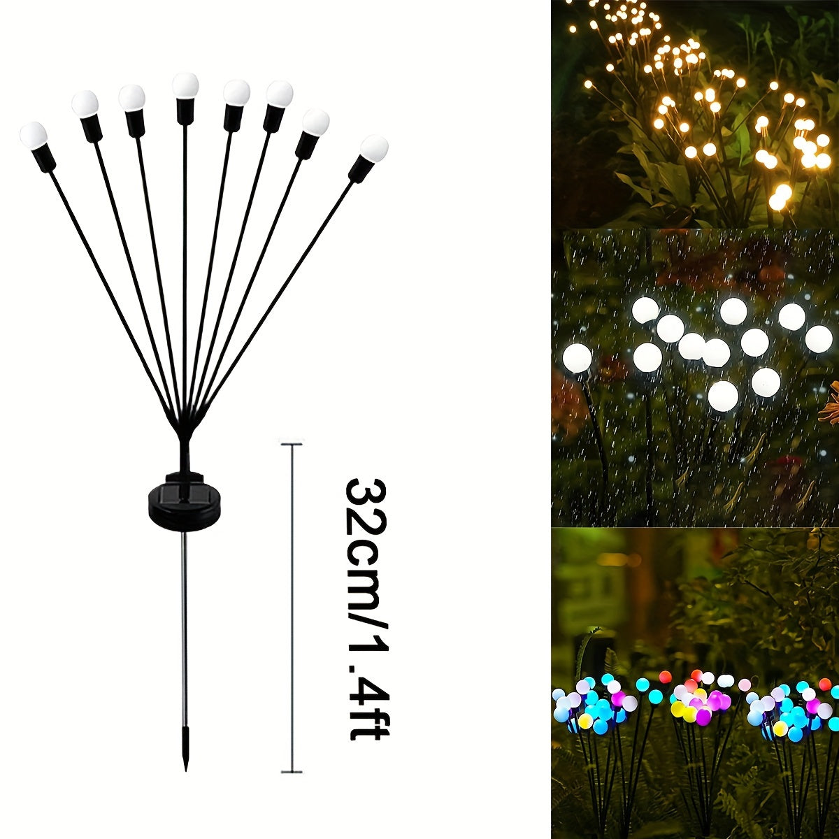 Solar LED Firefly Lights Outdoor Garden Decoration Waterproof IP65 Pack of 4 8 12