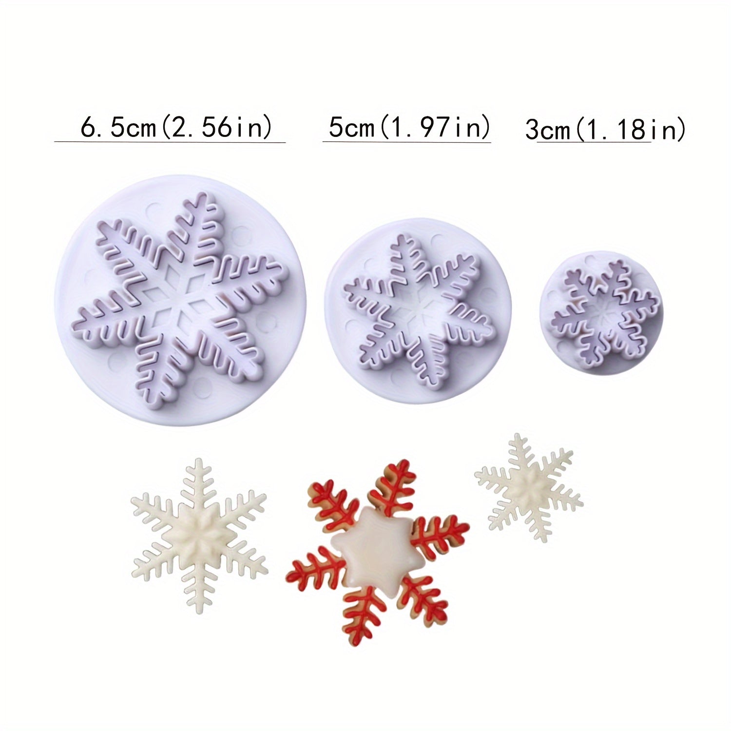 Christmas Snowflake Cookie Cutter Set 3-Piece Non-Stick Plastic Baking Tools